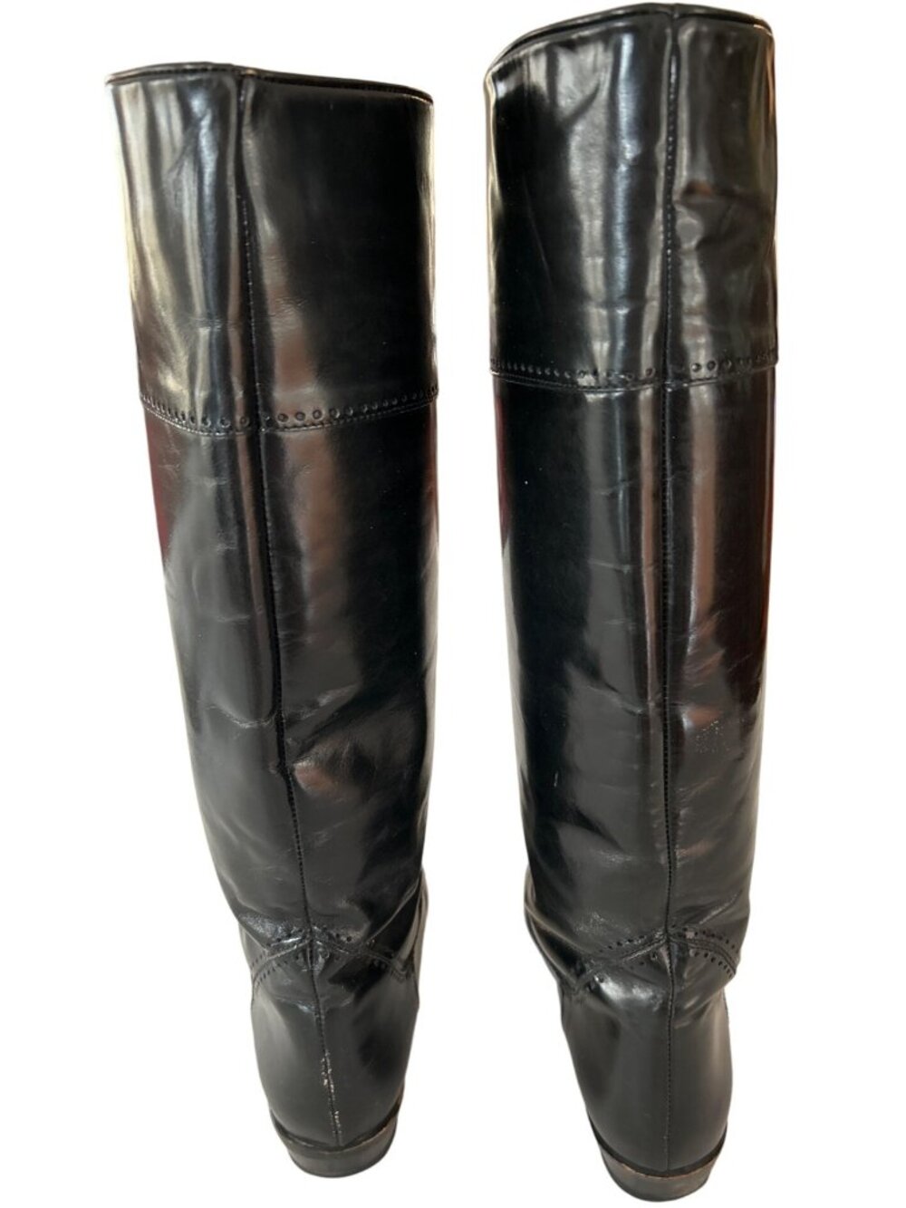 Vintage Vaneli Size 7.5 Black Patent Leather Knee High Riding Boots Equestrian - Picture 4 of 9